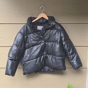 ASOS black cropped puffer vegan leather